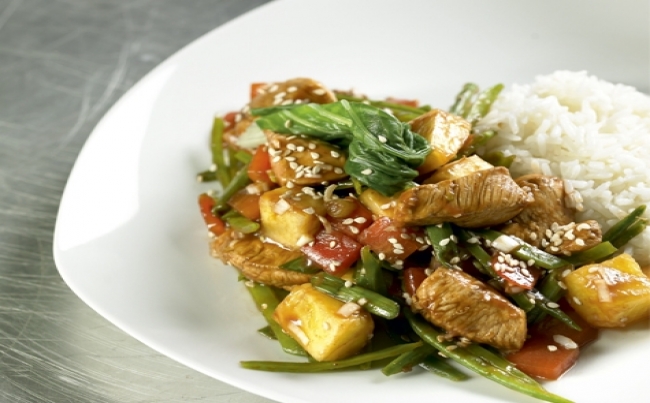 Pollo agridulce con verduras
